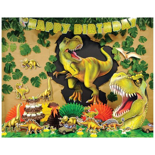 Beistle 2-Piece Tissue Volcano Centerpieces, Tropical Island Party Decorations, Dinosaur Party Decor, Lava Party Accessories, 15"