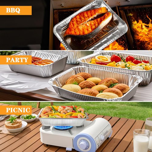 WAWINY 9x11 Aluminum Pans, 10PCS Extra Heavy Duty Disposable Foil Pans for Family Parties And Outdoor Camping, Can Be Used For Baking, Freezing Food, And Serving food (Bottom size: 8X11.1in) (10pack)