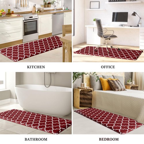 WISELIFE Anti Fatigue Floor Mat - 4/5 Inch Thick Kitchen Mat Non Slip Waterproof Heavy Duty Ergonomic Comfort Mat Durable for Home, Office, Sink, Laundry,(22" x 72", Red)