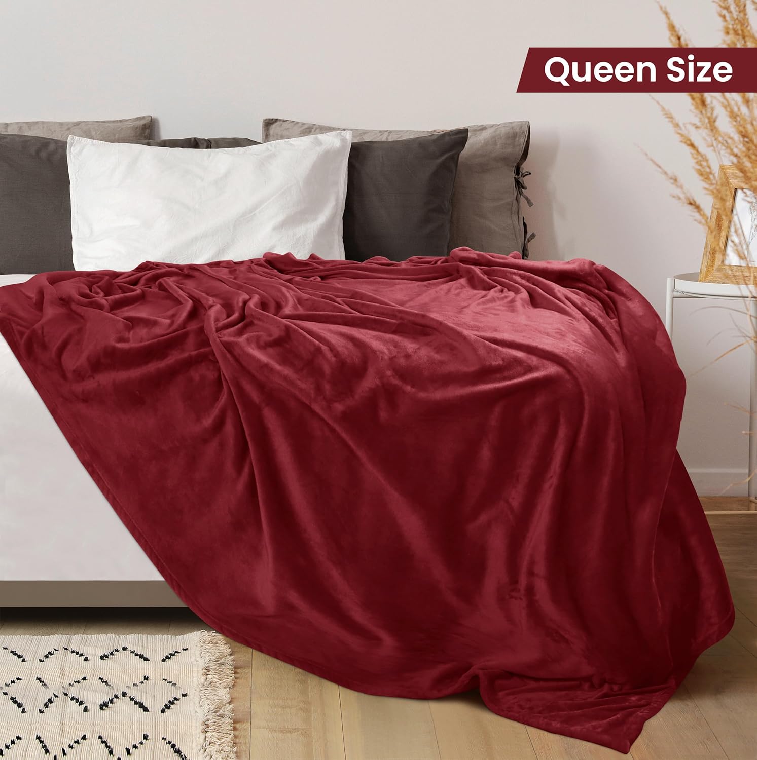 Utopia Bedding Fleece Blanket - Luxury Burgundy Queen Size Microfiber | Soft & Anti-Static (90x90 Inch)