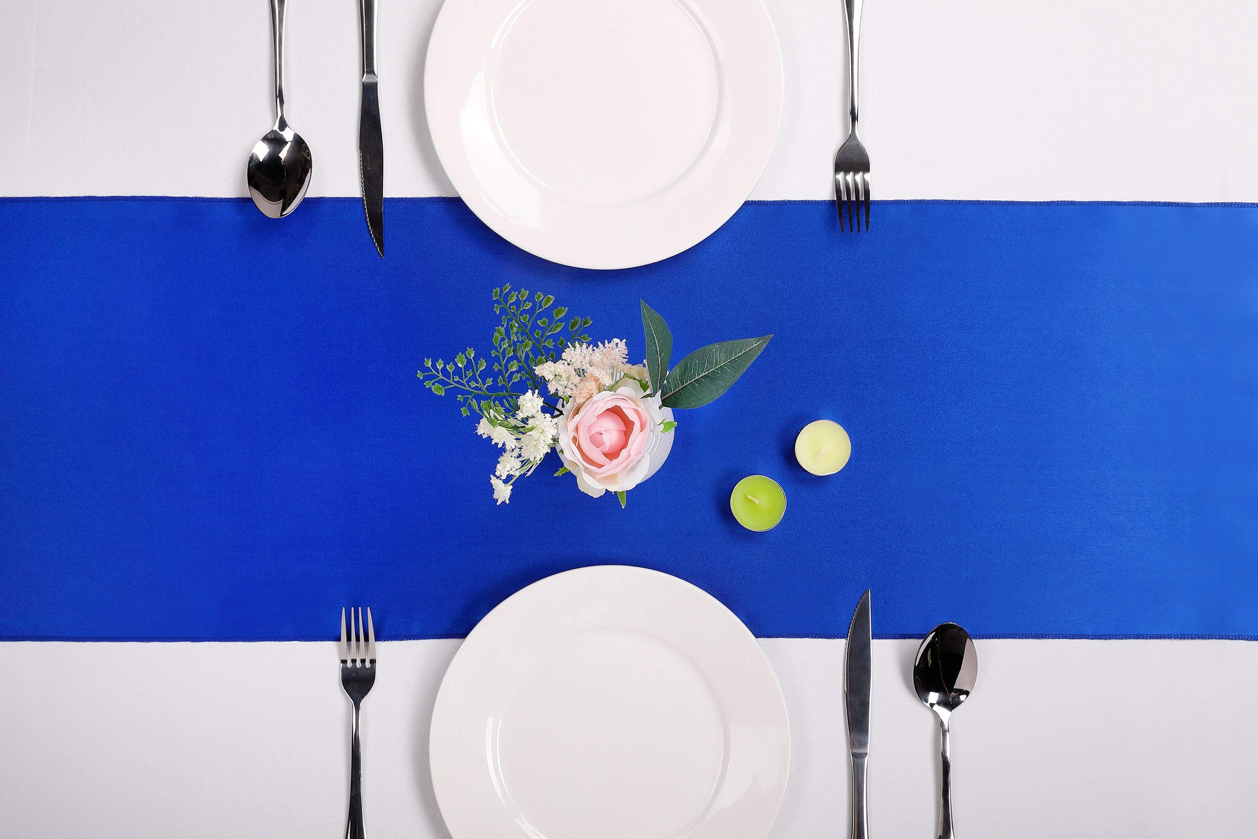 15-Pack Satin Table Runner Royal Blue 12 x 108 inches Long, Table Runners for Wedding, Birthday Parties, Banquets Decorations（15 Pack, 12x108 Inch, Royal Blue
