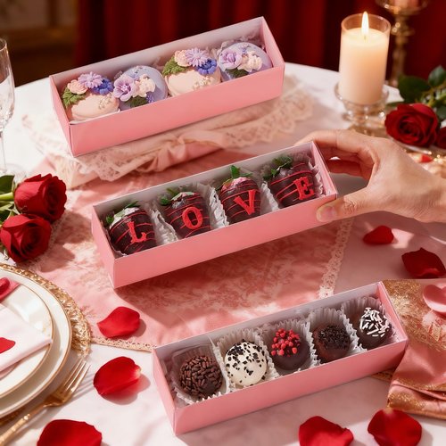 12Pcs 8x2.2x2 Inches Mcaron,Truffle,Chocolate Boxes Empty Bakery Boxes for Chocolate Covered Strawberry,Bonbon,Sweets & Party Favors