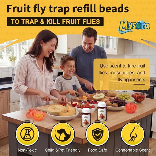Fruit Fly Trap Refill Beads by [Brand Name] - Non-Toxic 100g Solid Beads for Indoor Use | Effective Kitchen Bait
