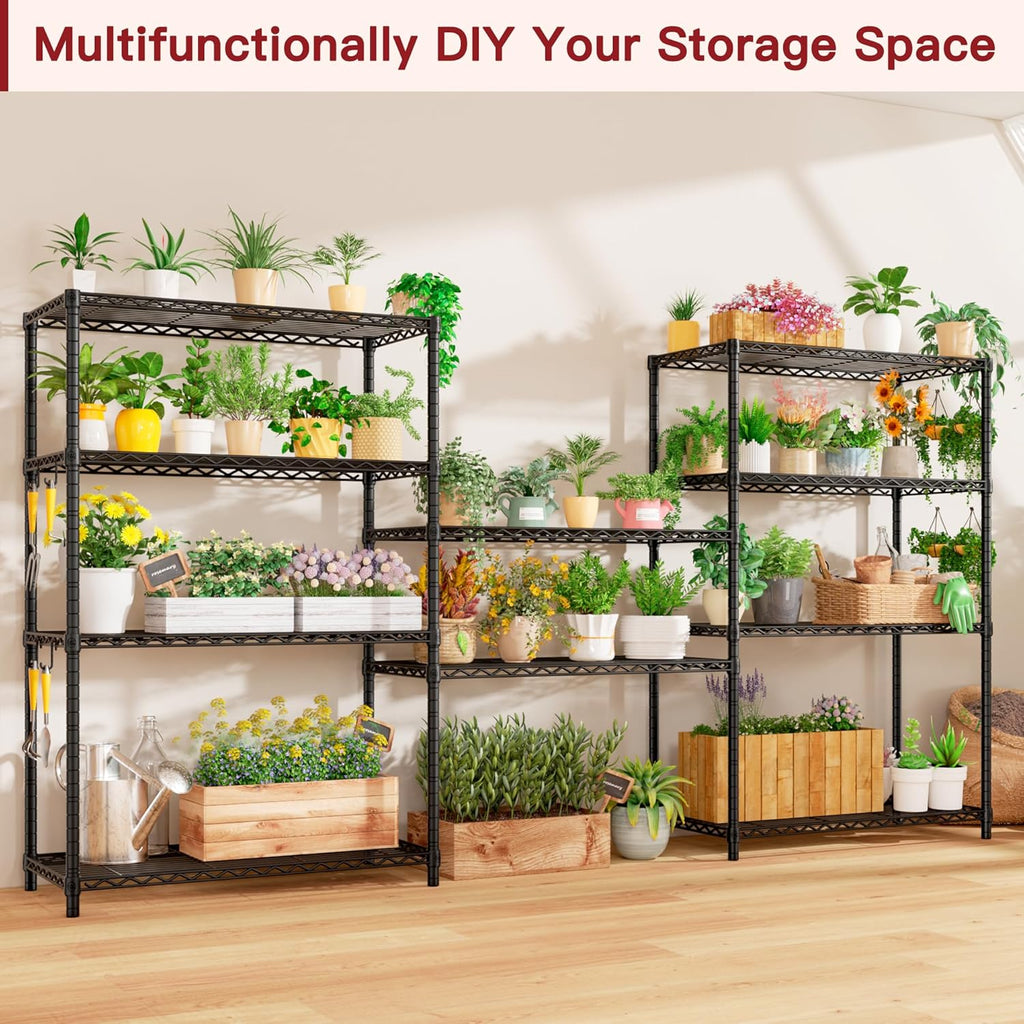 PrimeZone Wire Metal Storage Shelves - Heavy Duty 5-Tier Adjustable Garage Organizer Rack | NSF-Certified, 35.5" W x 14" D x 72" H, Black