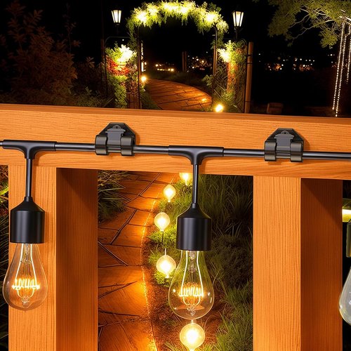 Lewufe Outdoor String Light Hooks - Weatherproof Clips for Hanging Christmas & Fairy Lights | Black, 20 Pack