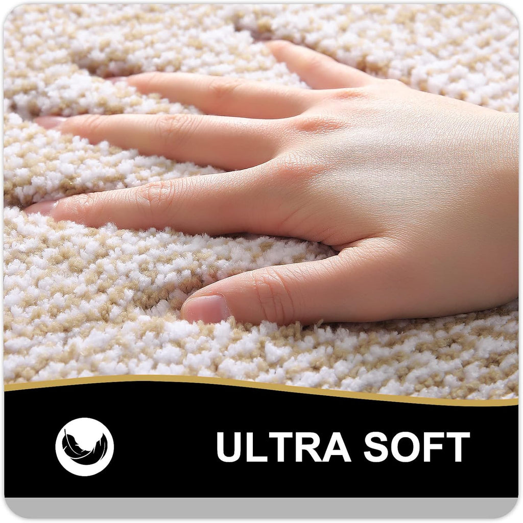 OLANLY Bathroom Rugs - Extra Soft Microfiber Bath Mat | Non-Slip, Machine Washable, Quick Dry (24x16, Beige)