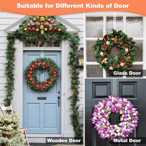Clear Wreath Hanger by [Brand Name] - Non-Scratch Over The Door Hooks | 2 Pack for Holiday Decorations