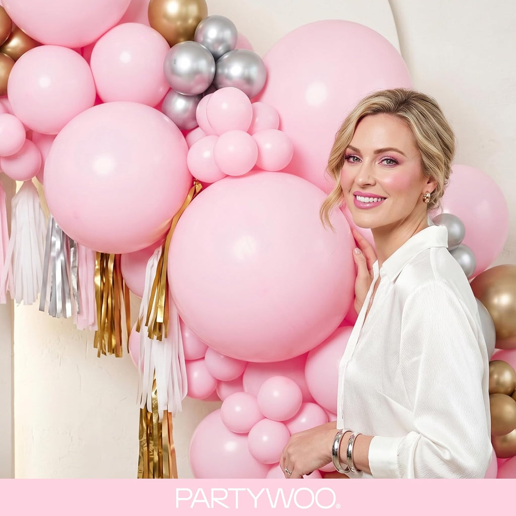 PartyWoo Light Pink Balloon Arch Kit - 152pcs in Various Sizes for Baby Showers & Birthday Parties