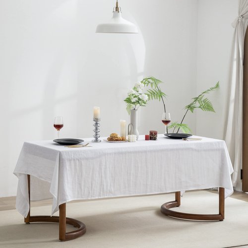 EVERLY 100% Pure Linen Rectangle Tablecloths 60x120 Inches for Dining,Buffet Parties,Picnic,Events,Weddings and Restaurants,Decorative Halloween,Thanksgiving Machine Washable Tablecloths-White