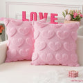 Kevin Textile Heart Love Cute Decorative Throw Pillow Covers 18x18 Inch Set of 2 Soft Faux Fur Pillow Covers for Valentine's Day Gifts Fluffy Plush Pillow Case for Couch Cushion Livingroom Pink