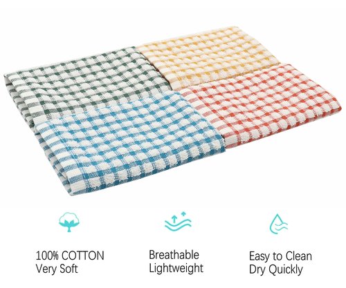 HFGBLG Cotton Cleaning Rags Terry Dish Cloths for Washing Dishes, Set of 8 Dish Rags for Cleaning, Light and Soft Dish Towels for Kitchen Drying Dishes, 11.8 Inch x 11.8 Inch (Mix Color)