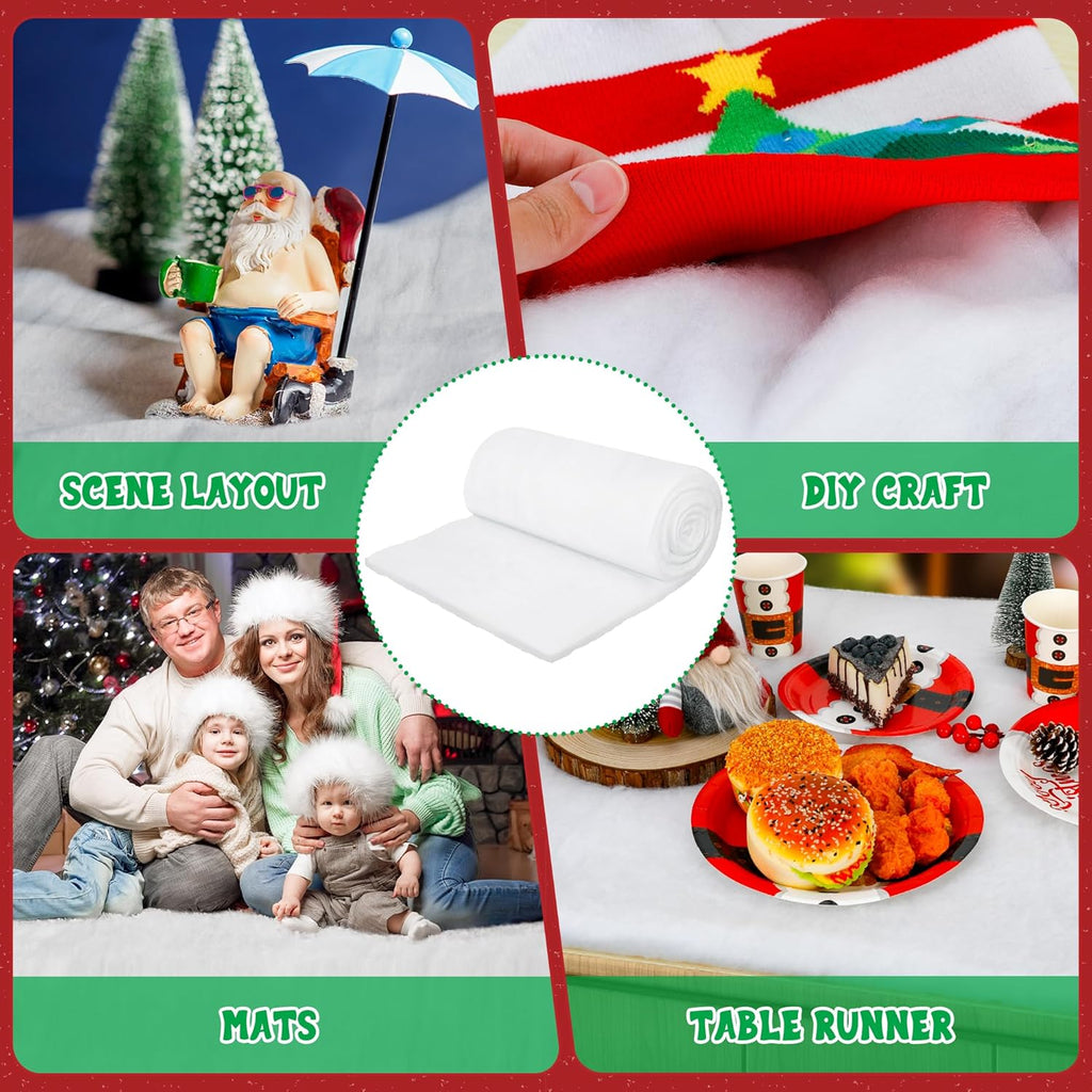 QZYL Snow Blankets - 2 PCS Thick 3x8 FT Artificial Fake Snow for Christmas Village Displays | Winter Wonderland Decor