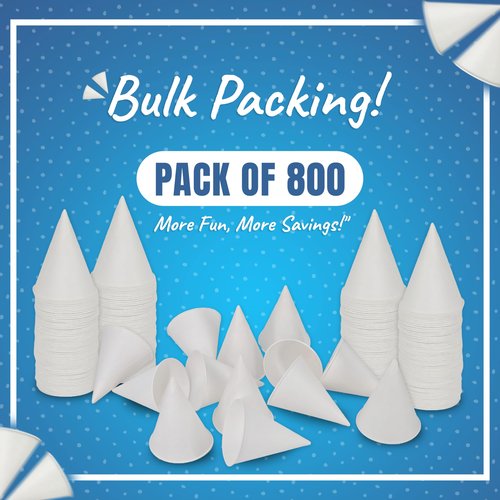 EXITOGLOBAL Paper Snow Cone Cups Bulk (Pack of 800-4.5 Oz) Paper Cone Cups for Water Cooler Dispenser, Leak-Proof, Snowcone 4.5 oz, Snow Ideal for Events, Quick Hydration & Efficient Cleanup