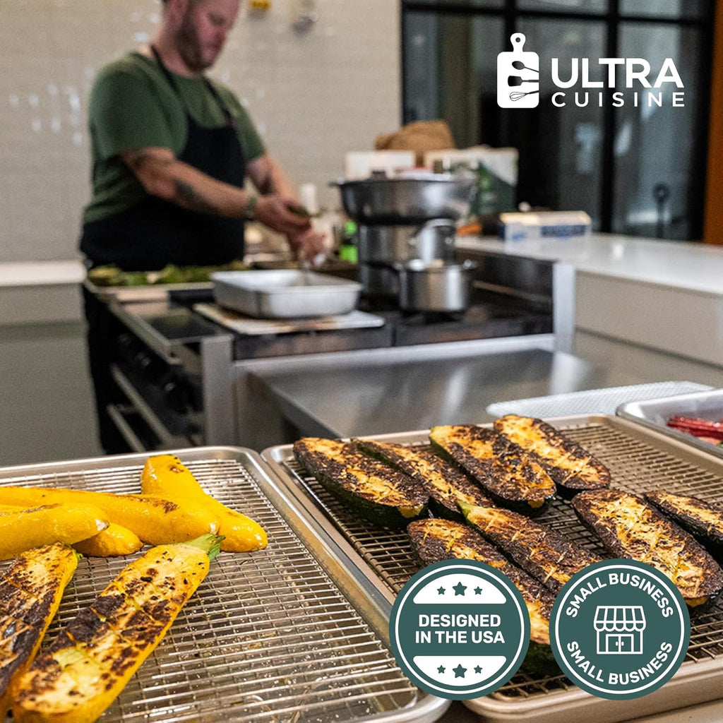 Ultra Cuisine Stainless Steel Cooling & Baking Rack Set - Oven & Dishwasher Safe - Heavy Duty - 8.5x12 Inches - Set of 2