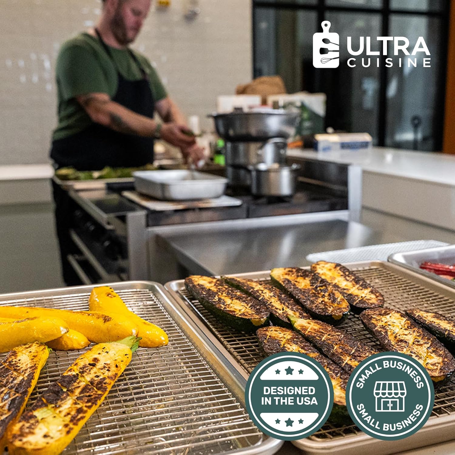 Ultra Cuisine Stainless Steel Cooling & Baking Rack Set - Oven & Dishwasher Safe - Heavy Duty - 8.5x12 Inches - Set of 2