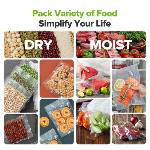 Amzpass Vacuum Sealer Bags for Food, 7 Pack - 8" x 20' (3 Rolls) + 11"x 20' (3 Rolls) + 6"x 20' (1 Roll), BPA-Free Commercial Grade Embossed Customized Size Bags for Food Storage, Meal Prep, Sous Vide