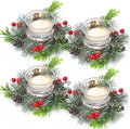 Dingion 12 Pcs Christmas Votive Candle Holder Set - Decorative Glass Tealight Holders for Holiday Table Decor