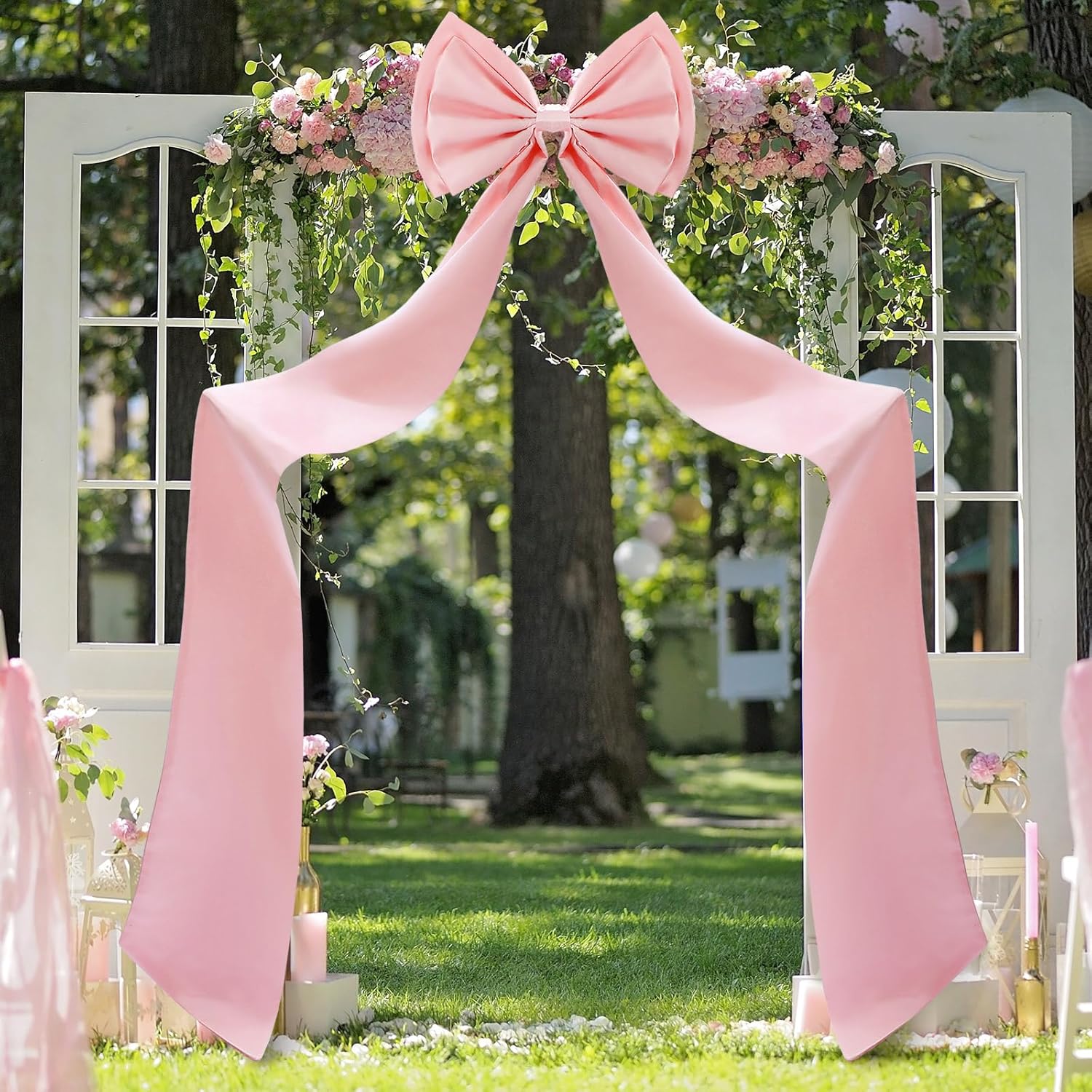 Wavwavw Wedding Bow Decor - Giant Satin Bows for Room Backdrop | 75x18 Inch Dusty Pink Ribbon Tie