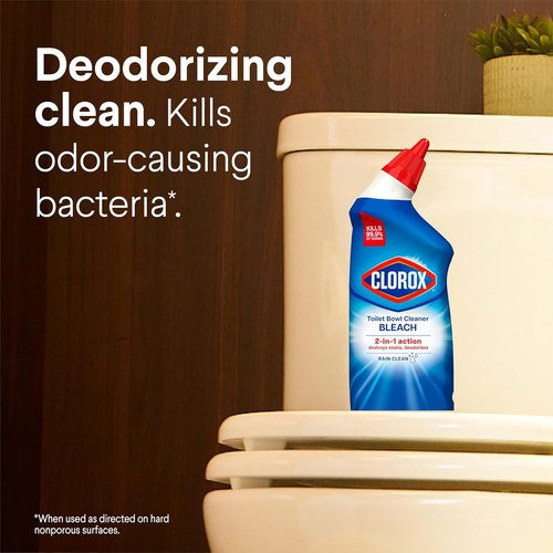 Clorox Toilet Bowl Cleaner - Rain Clean Formula for Powerful Stain Removal | 24 Fl Oz