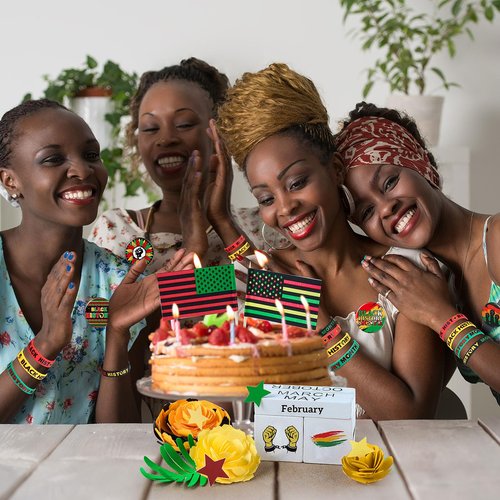 Blosssound 96 Pieces Black History Month Gifts Include 48 Black History Month Silicone Bracelets and 48 Button Pins for Favors Stuffers