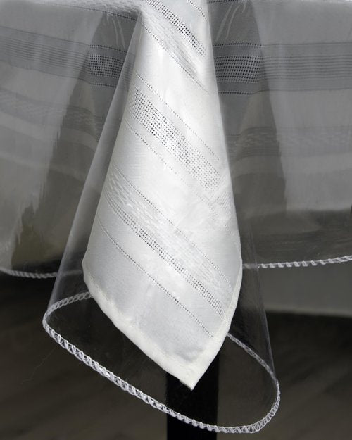 BRODER MFG. INC. Tablecloth Protector Crystal Clear Vinyl (60"x144" Oblong) | Thick, Durable Clear Table/Tablecloth Protector | Perfect for Parties, Special Occasions, Gatherings, and Everyday Use