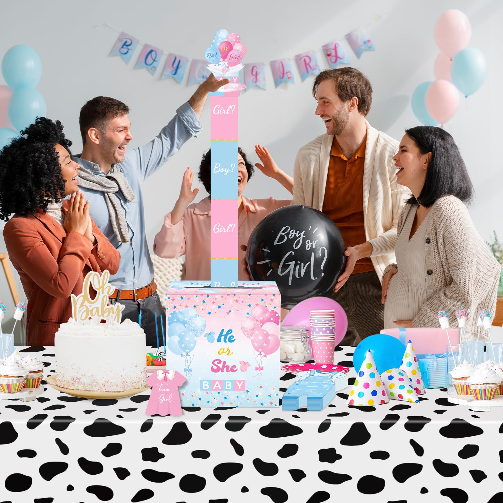 WNINK Baby Gender Reveal Pull Out Game with Voting Box, Gender Reveal Games, Fun Baby Shower Activity Keepsake, 50 Ballot Cards Boy or Girl Voting Box, Boy or Girl Party Supplies