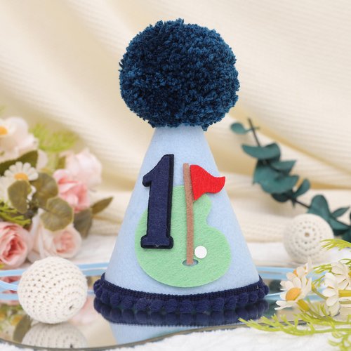 LINLULU Golf 1st Birthday Hat for Boys - Hole in One 1st Birthday Crown, Golf First Bday Decoration, Boy First Bday Party Hat, Our Little All Star Bday Decor