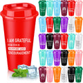 Skylety 30 Pcs Thank You Gifts 16 oz Coffee Cups Bulk Employee Appreciation CNA Week Gift Inspirational Tumbler with Lid Reusable Plastic Coffee Cup for Nurse Coworker Staff Women (Bright Colors)