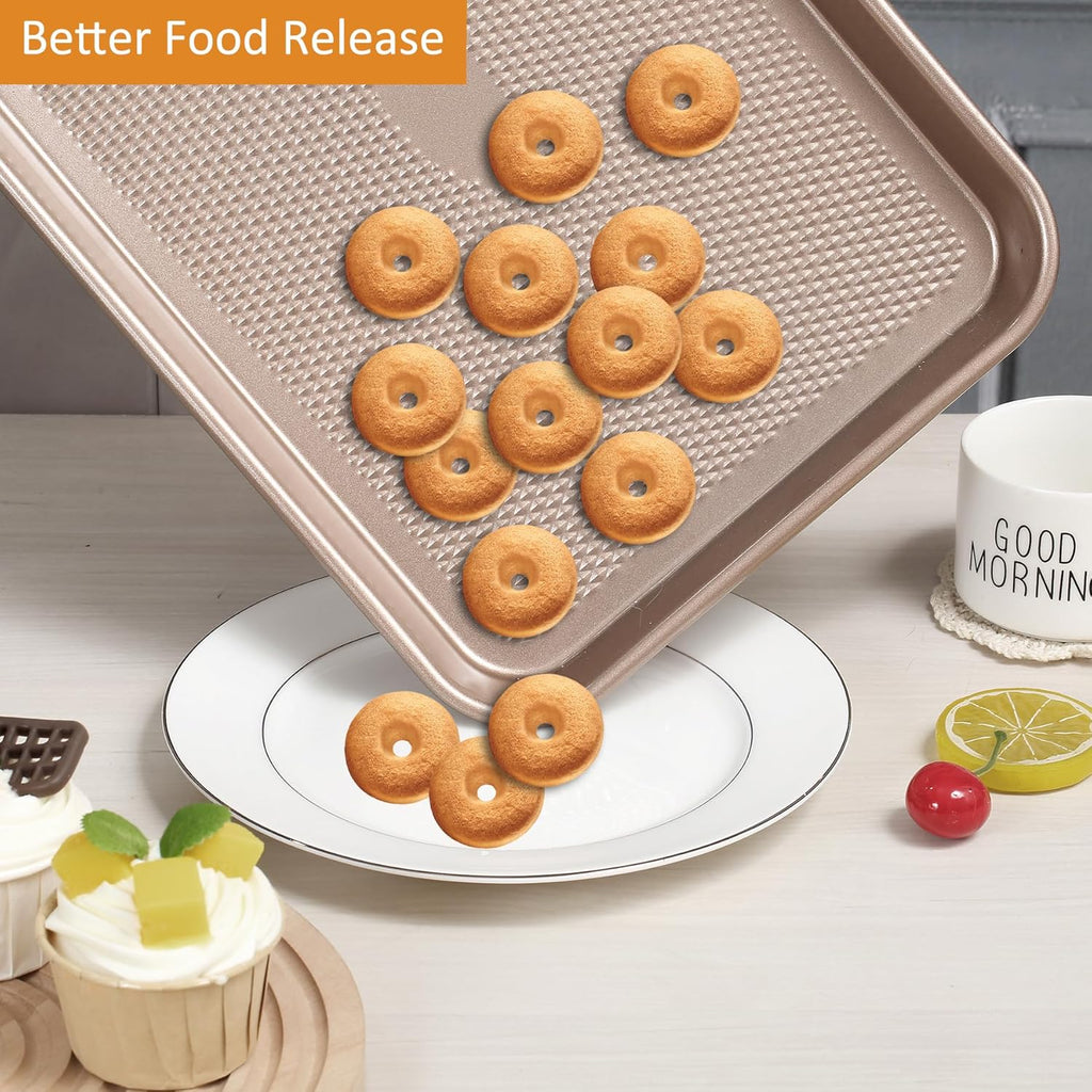 SS&CC Nonstick Baking Sheet Pan Set - 3 Carbon Steel Cookie Sheets, PFOA-Free & Oven Safe (17.5x12, 15.5x10.2, 13.5x9.5 Inch)