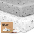 KeaBabies Organic Crib Sheets - 2-Pack Fitted Baby Mattress Covers | Soft Jersey Cotton, Neutral Woodland Prints, 52x28