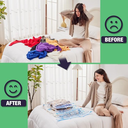 HIBAG Jumbo Vacuum Seal Bags - 15 Pack for Clothes, Comforters & Bedding Storage Solutions