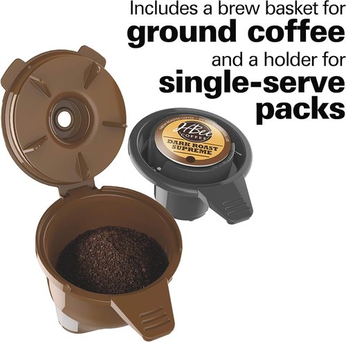 Hamilton Beach FlexBrew Coffee Maker - 2-Way Brewing for K-Cup Pods & Grounds | 12-Cup Capacity, Black & Silver