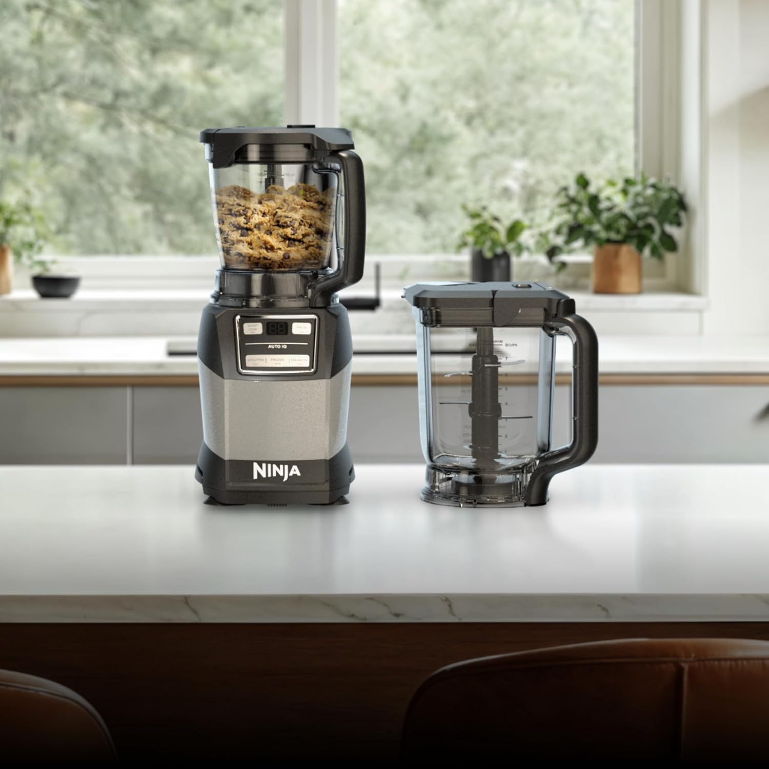 Ninja Blender - Compact Kitchen System with 1200W Power | 3 Functions for Smoothies, Dough & Frozen Drinks - Grey