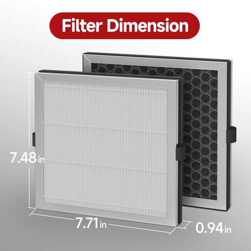 JF180 Replacement Filter Compatible with JF180 Air Purifier, 3-in-1 HEPA Filter and Activated Carbon, 4 Pack