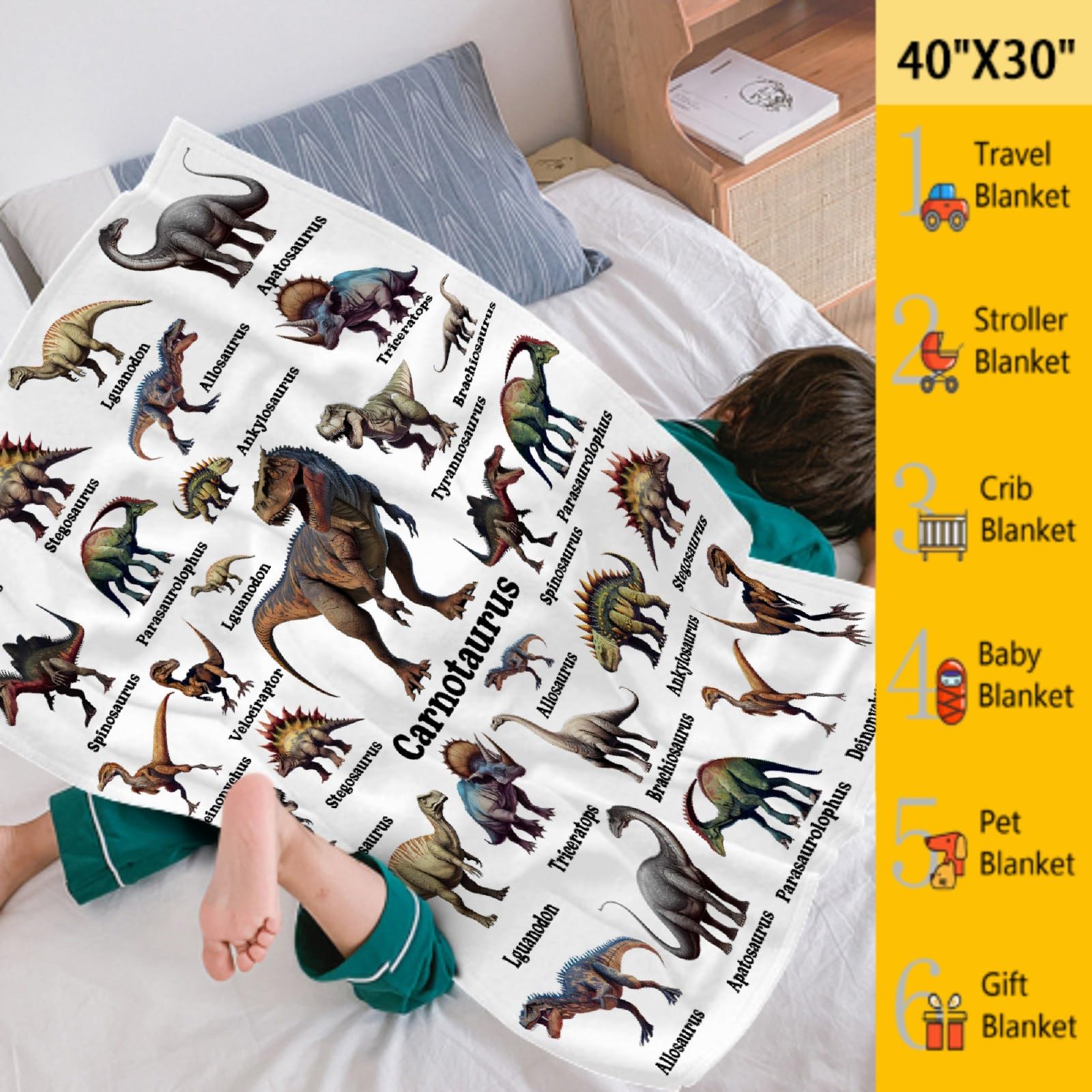 Dinosaur Blanket Gifts for Boys, Jurassic Dino Throw Blanket Gifts for Baby Girls Decor Animal Wild Plush Soft Lightweight Flannel Fleece Dinosaurs Blankets Sheet for Nursery Stroller Toddler 40x30In