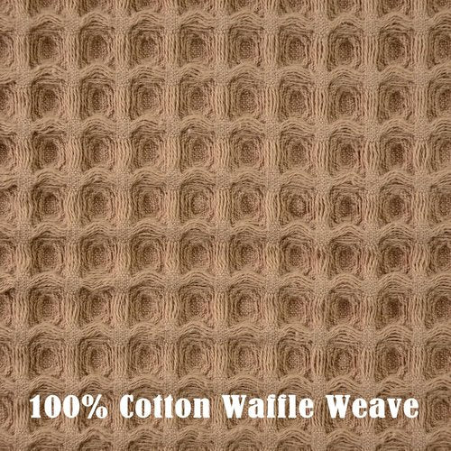 Jacquotha Waffle Bathroom Hand Towels 2-Piece (Tan) – Cotton, Soft, Lightweight, Lint Free, 13” x 29”