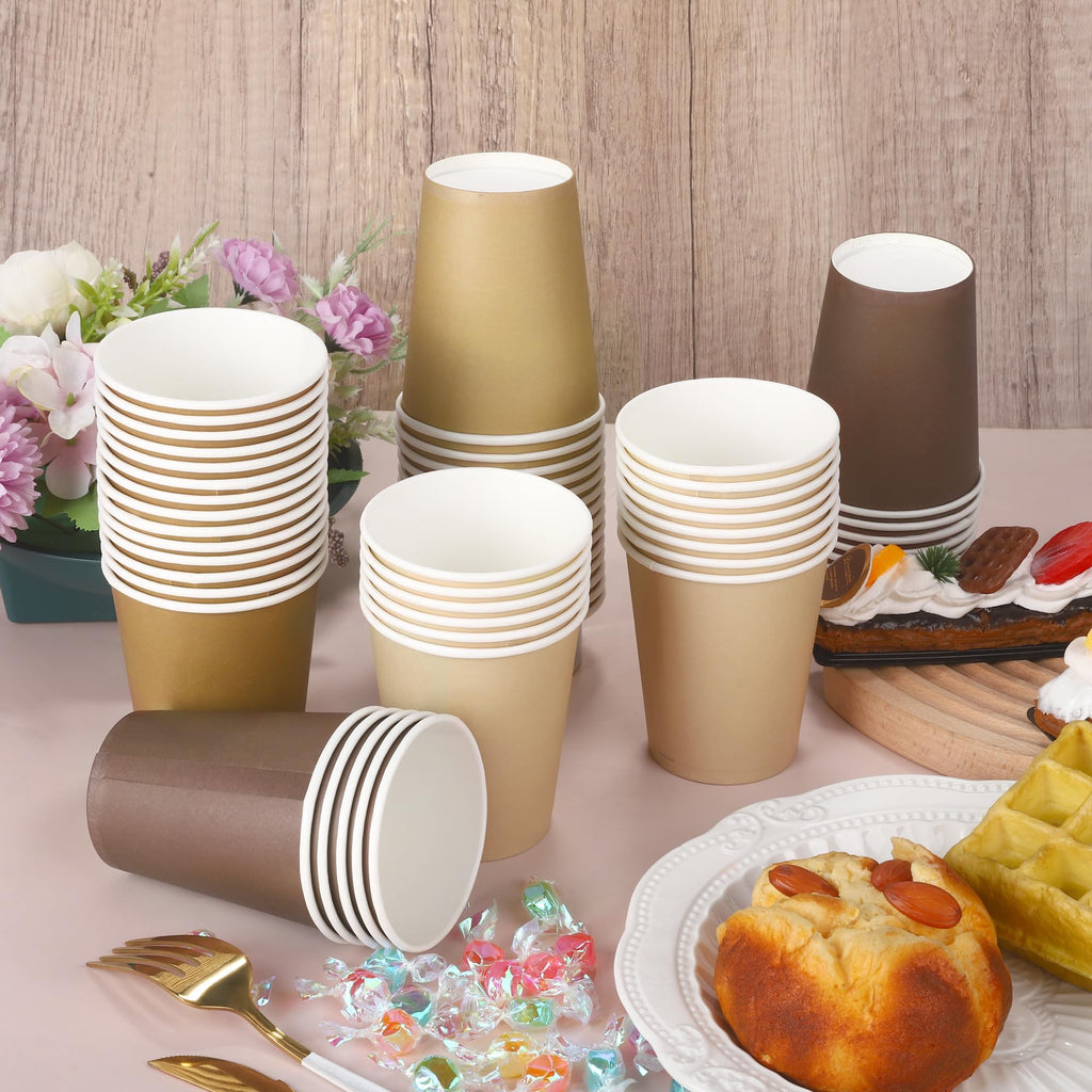 URATOT 60 Pieces 9 Ounce Brown Paper Cups Gradient Color Disposable Coffee Cups Party Cups Beverage Drinking Cups for Party, DIY and Holiday Party Supplies
