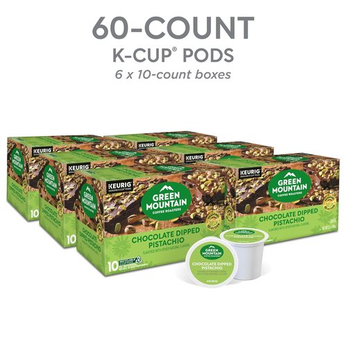 Green Mountain Coffee Roasters K-Cup Pods - Chocolate Dipped Pistachio Flavor | 60 Count (6 Boxes of 10)