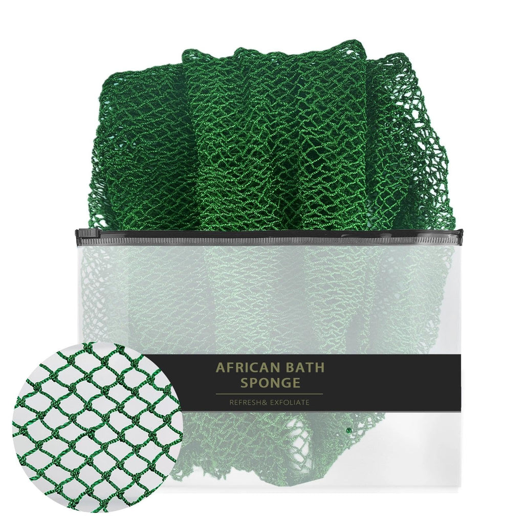 African Net Sponge Authentic with Knots - African Exfoliating Net Sponge with Handles for Body Scrubber Exfoliator - Real Africa Back Wash Bath Sponges for Shower Machine Washed & Bathing Accessories