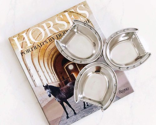 Arthur Court Designs Aluminum Lucky Horseshoe 3-Bowl Bowls Set Server 10.5 inch Diameter 1.5 inch Tall