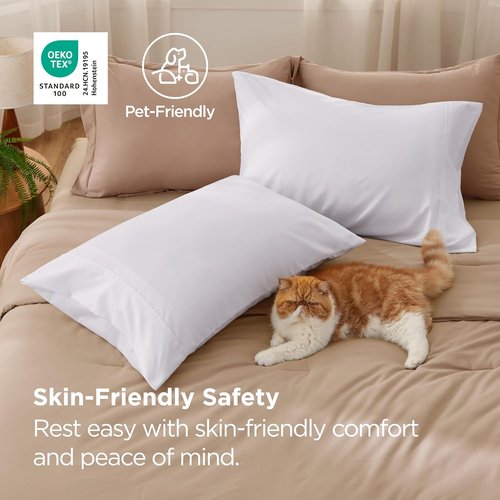 Bedsure Queen Pillow Cases - Super Soft White Brushed Microfiber 2-Pack, 20x30 Inches, Wrinkle & Fade Resistant