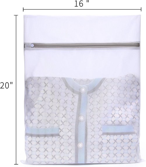 Muchfun Fine Mesh Laundry Bags - 3 Durable Bags for Delicates | 16 x 20 Inches (Large)