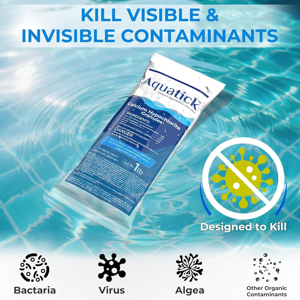Pro-Grade Chlorine Pool Shock - 68% Cal-Hypo Granular Sanitizer for Crystal Clear Water | 1lb