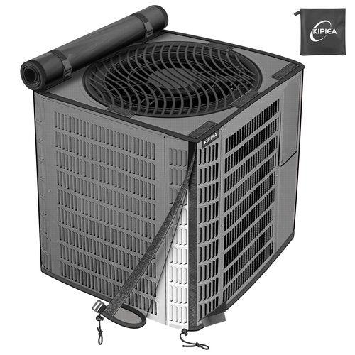 Kipiea 2 in 1 Upgraded Full Mesh Outdoor AC Unit Cover with Detachable 600D Waterproof Top, Air Conditioner Mesh Covers for Outside Units, for All Season (36" W x 36" D x 40" H)