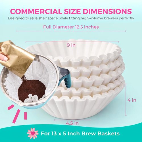 Katy’s Extra Large Coffee Filters - Premium 12.5” x 4.5” for BUNN, Fetco & Curtis Machines | No Ground Overflow