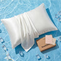 Bedsure Cooling Pillow Cases - Softer Than Silk Queen Set of 2 | White Zippered Pillowcases Infused with 3% HA & Ceramides for Hydrated Skin