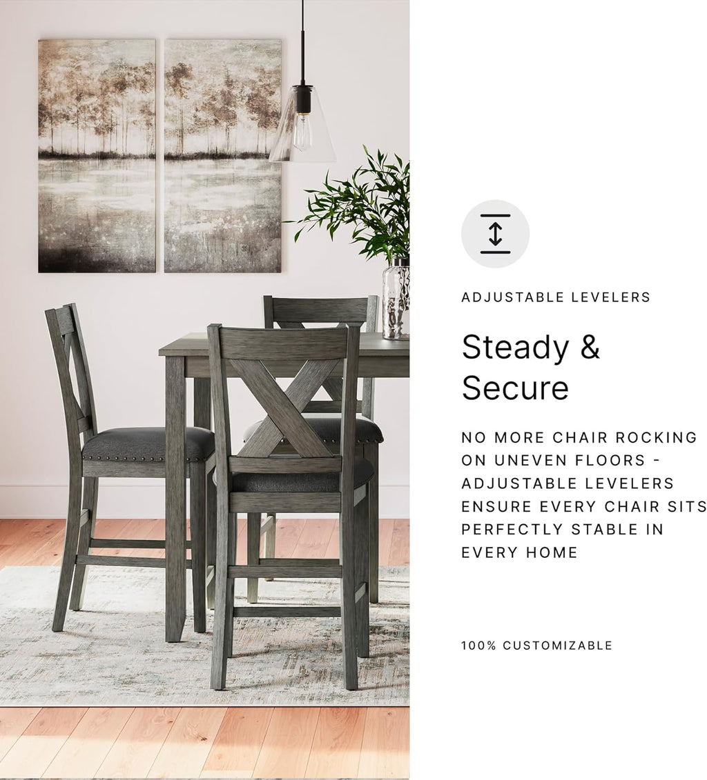 Signature Design by Ashley Caitbrook Casual Counter Height Dining Table & Upholstered Bar Stools Set of 7 - Gray