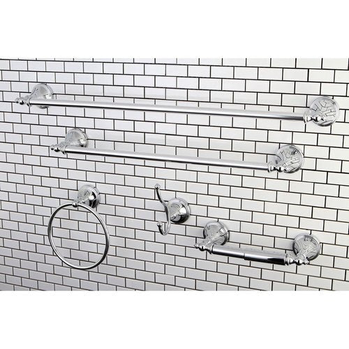 Kingston Brass Naples 5-Piece Accessory Set with 18" & 24" Towel Bar, Towel Ring, Robe Hook & Toilet Paper Holder, Polished Chrome