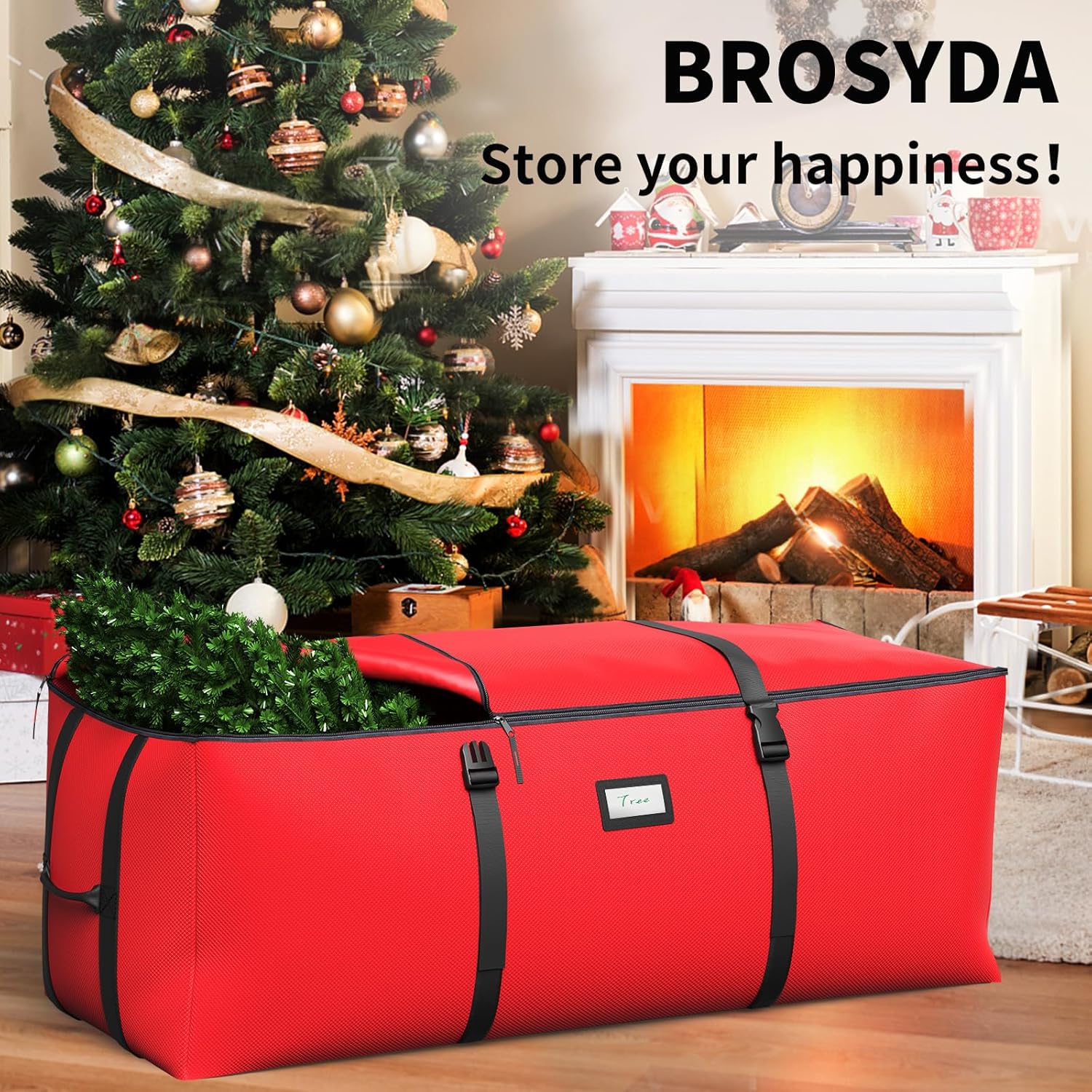 Skiennix Christmas Tree Storage Bag - Waterproof 600D Oxford Fabric with Double Zipper & Buckle Straps | Fits Up to 7.5Ft Trees