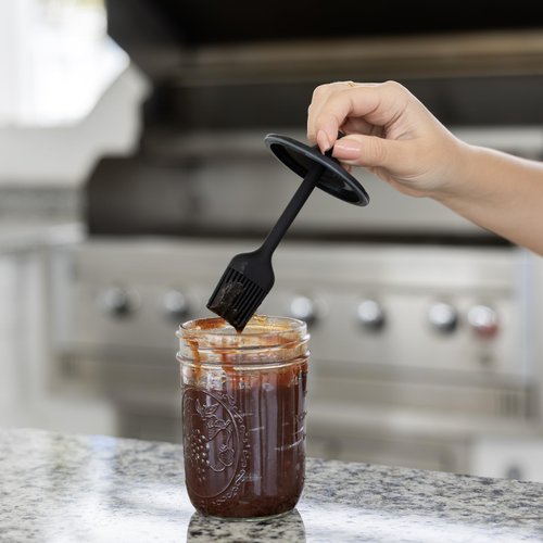 Jarware Silicone Black Basting Brush Lid For Wide Mouth Mason Jars
